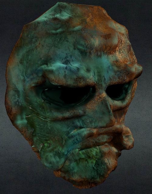 old corroded  bronze mask preview image 1